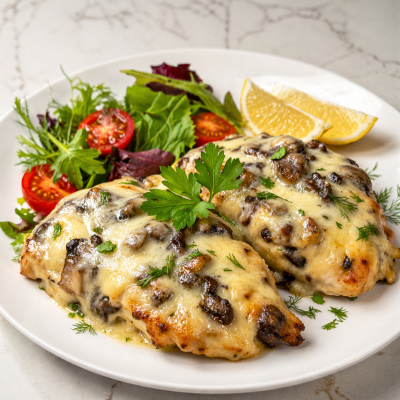 Mackerel w/ Cheese & Mushrooms